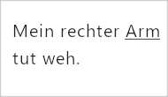 Karteikarte zum Wort "der Arm" mit ganzem Satz