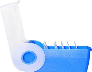 blaue Lernbox, offen, Seitenansicht